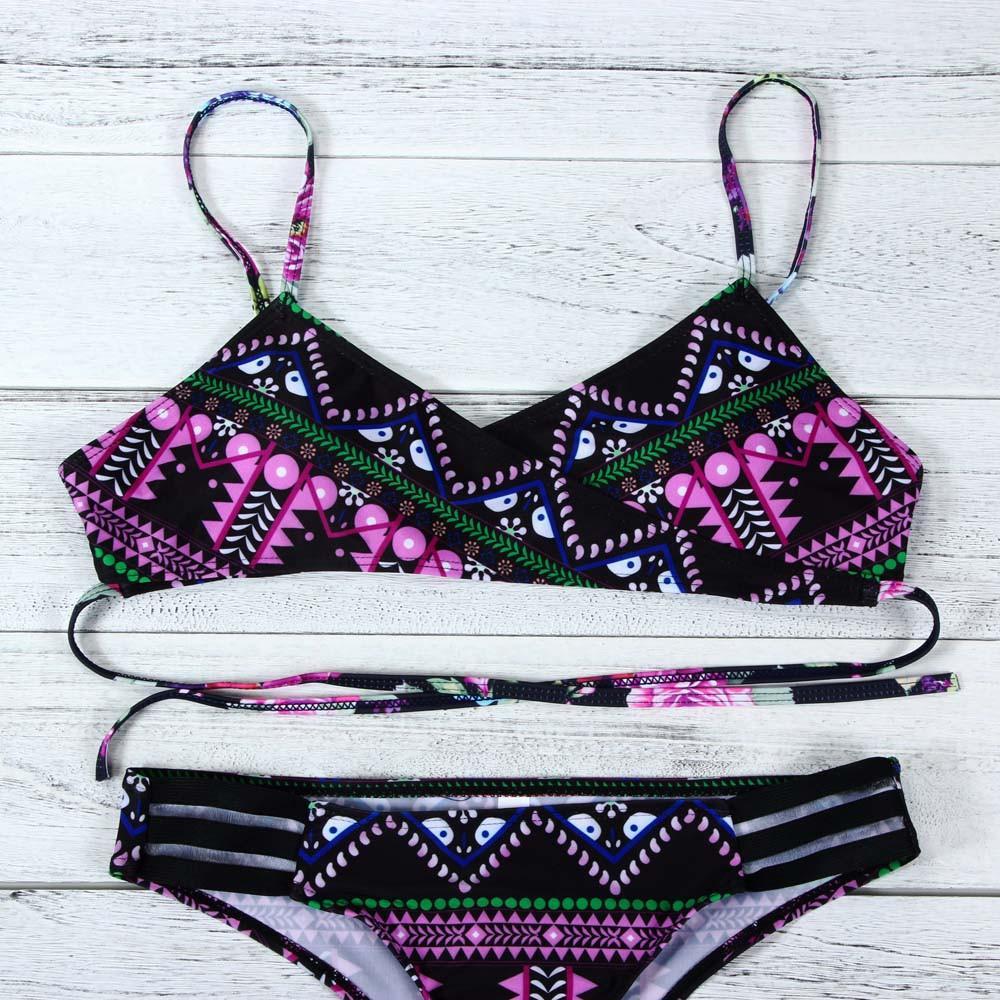 Red Fashion Women Bohemia Push-Up Padded Bra Beach Bikini
