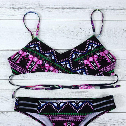 Red Fashion Women Bohemia Push-Up Padded Bra Beach Bikini