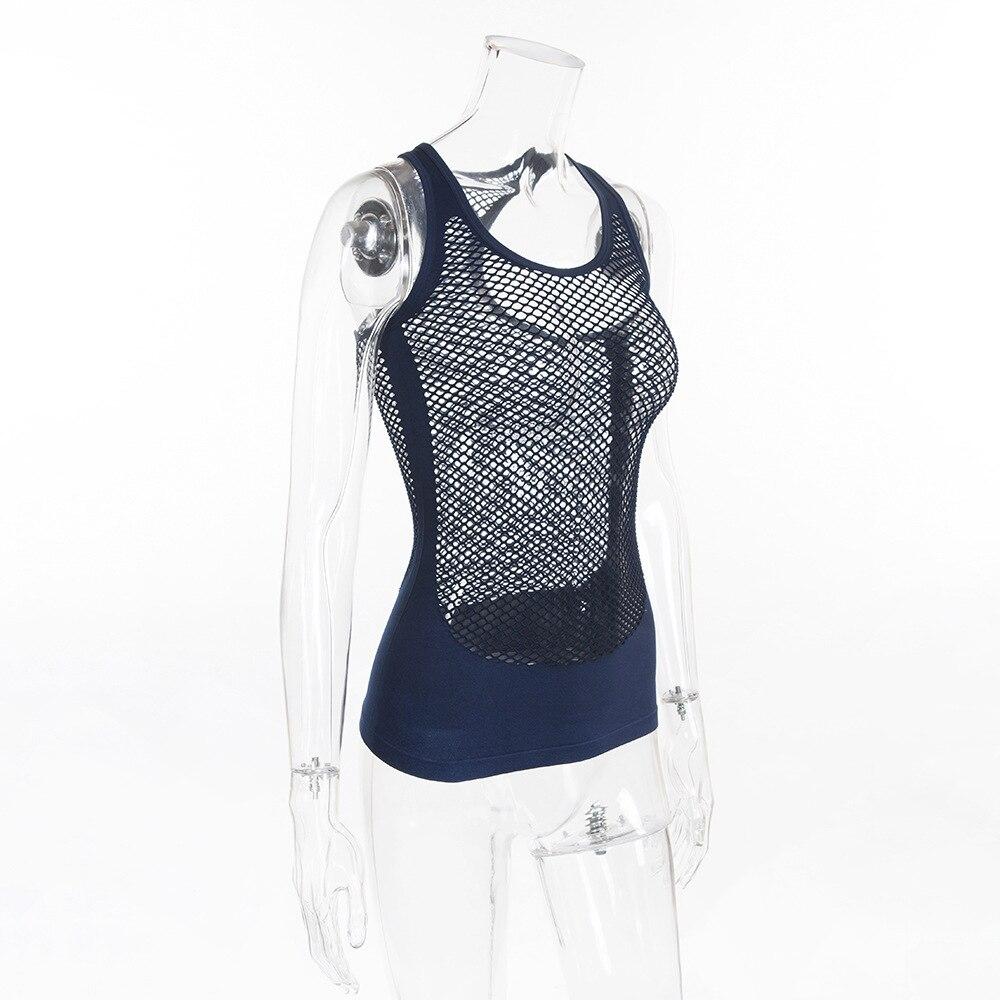 New Women Blue Mesh Sports Running T-Shirts Yoga Tanks Comfortable Loose Style Quick Dry Vest