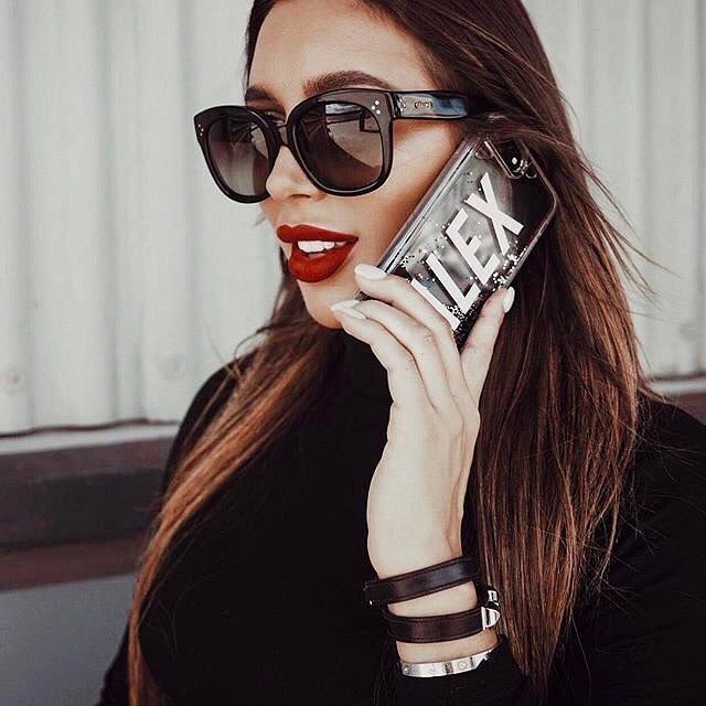 Personalized Custom Liquid Glitter Silver Name Text Soft Bumper Phone Case For Iphone