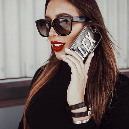 Personalized Custom Liquid Glitter Silver Name Text Soft Bumper Phone Case For Iphone