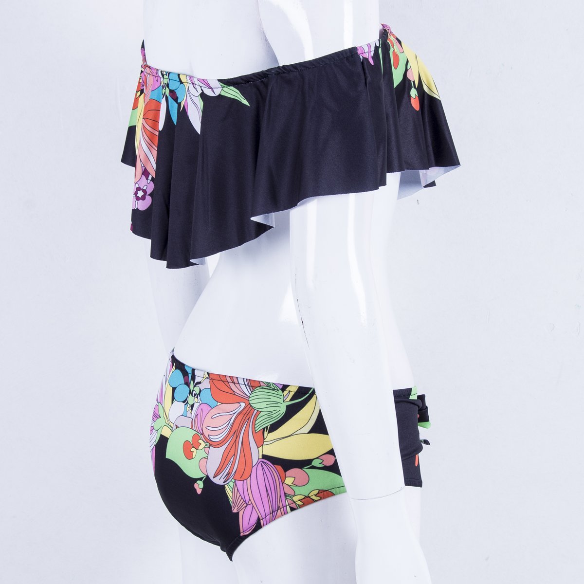 Off Shoulder Flower Swimwear Women Swimsuit Ruffles Bikini Set