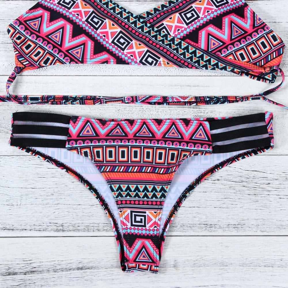 Red Fashion Women Bohemia Push-Up Padded Bra Beach Bikini