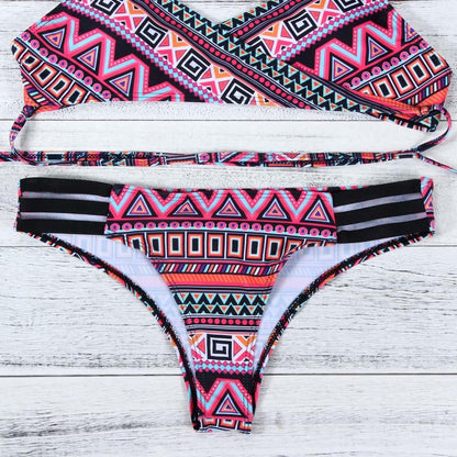 Red Fashion Women Bohemia Push-Up Padded Bra Beach Bikini