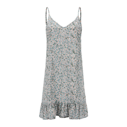 Women'S Printing Beach Dress Off-Shoulder Short Sleeve Mini Dress