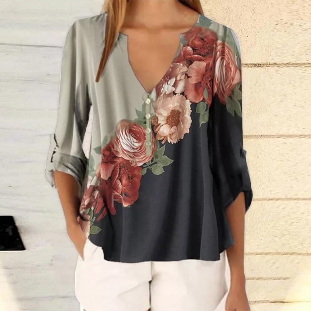 Fashion Flowers Ladies Graphic Plants Floral Print T -Shirts