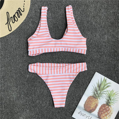 Womens Bikini Set High Waist Knotted Swimwear