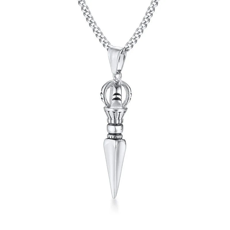 Stainless Steel Tibetan Buddhist Protection Pendant Necklace
