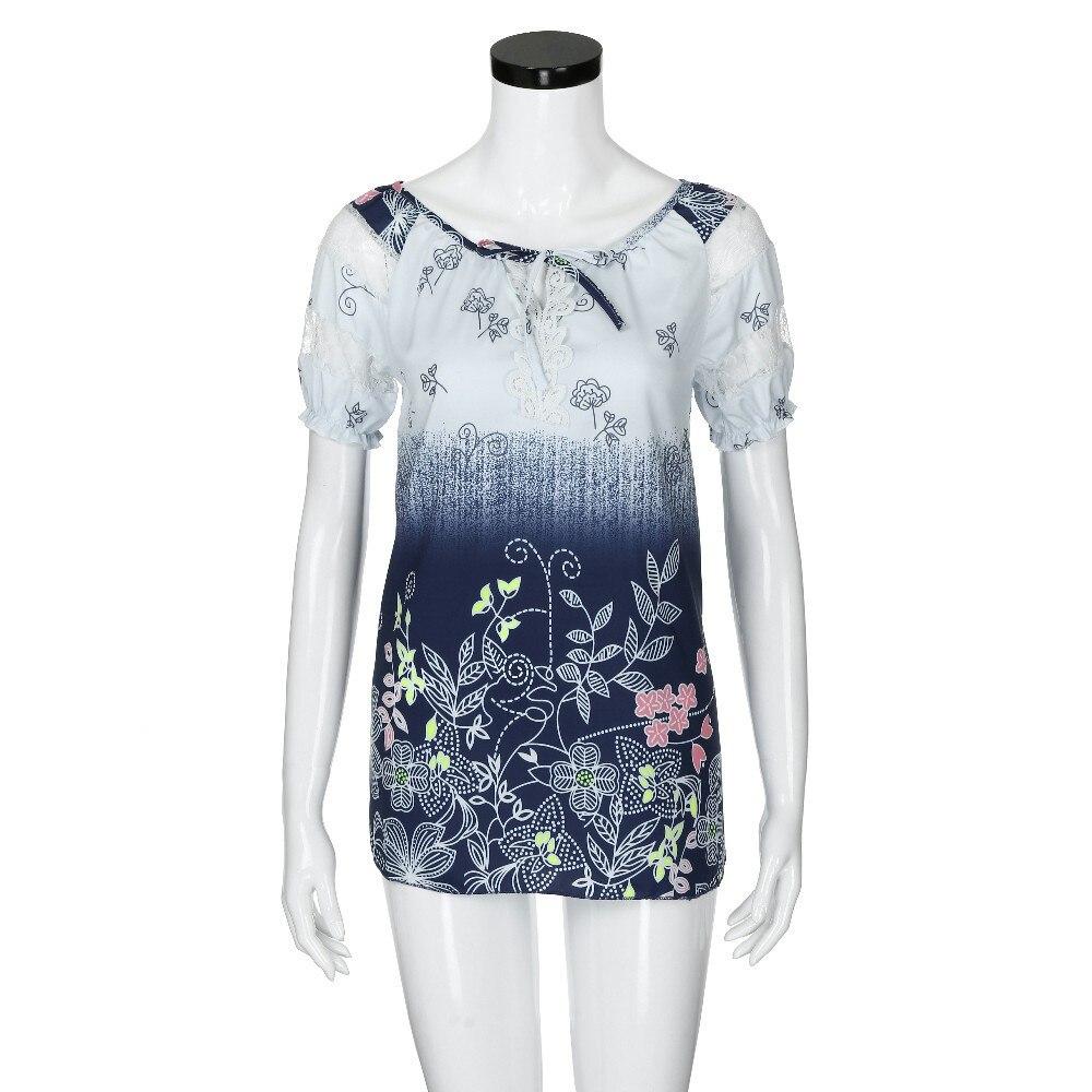Womens Lace Blouses Summer Short Sleeve Tops Loose Shirt