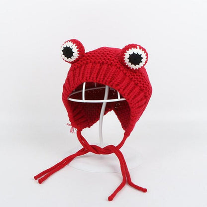 Sky Madrid Knitted Frog Hat