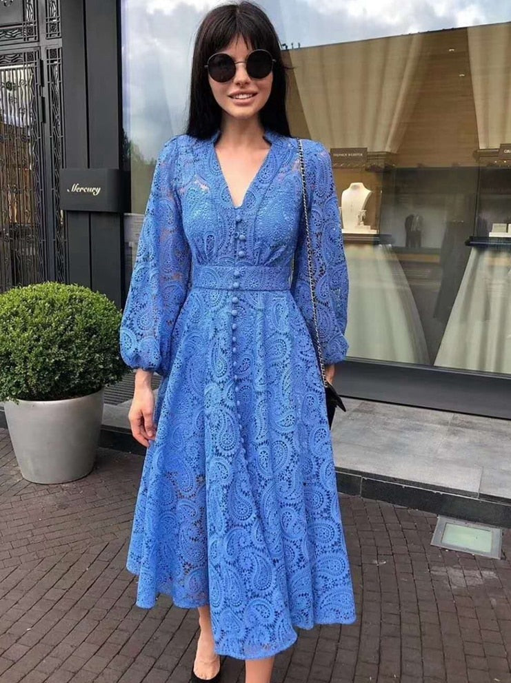 Anita Patchwork V-Neck Dress