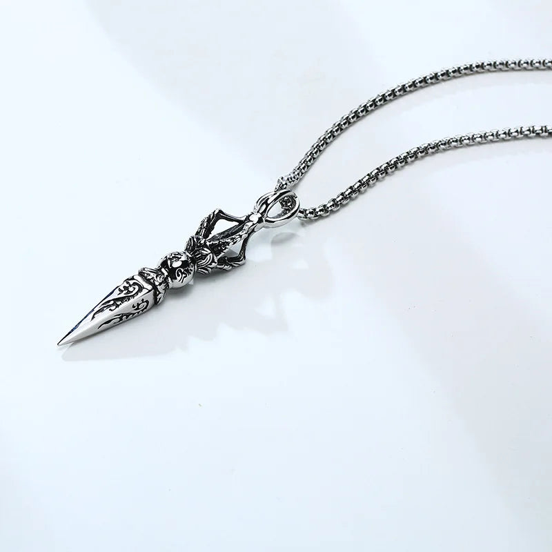 Stainless Steel Tibetan Buddhist Protection Pendant Necklace