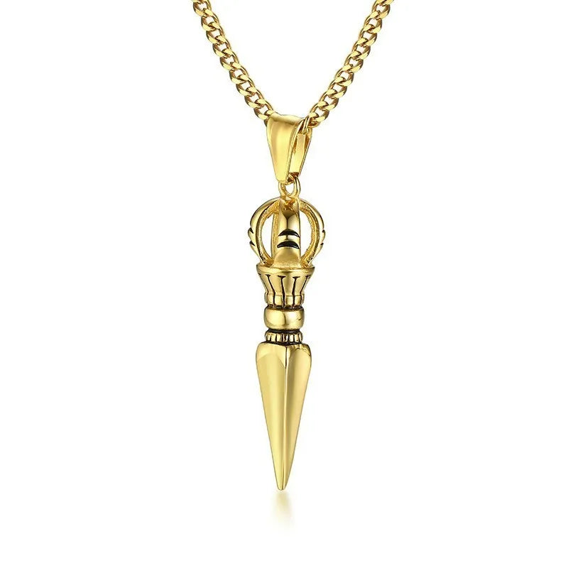 Stainless Steel Tibetan Buddhist Protection Pendant Necklace