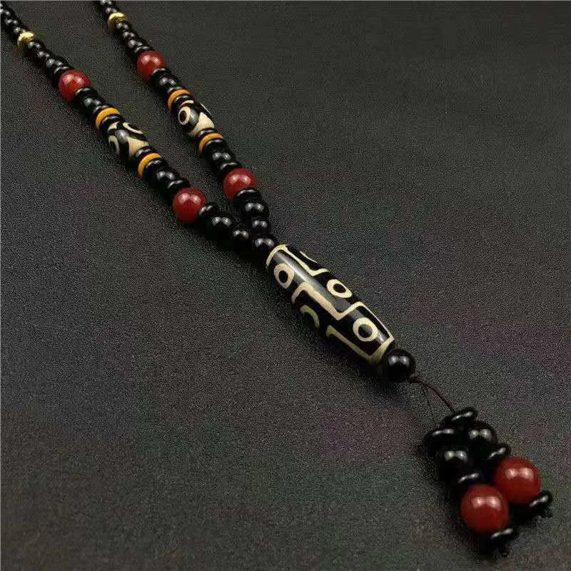 Healing Jewelry Natural Tibetan Dzi Agates Pendant Necklace Nine Eyes Guanyin Ruyi Dragon Agat Stone Necklace For Women Men