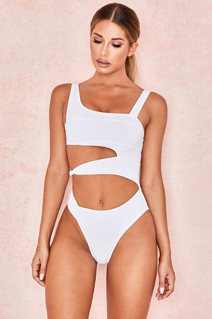Sexy Cross Bandage One Piece Hollow Out Swimsuit