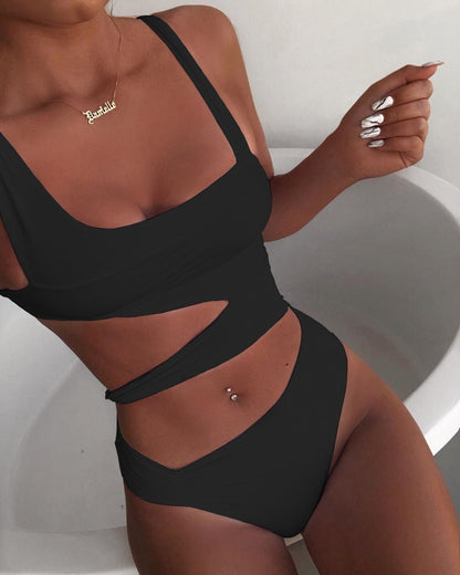 Sexy Cross Bandage One Piece Hollow Out Swimsuit