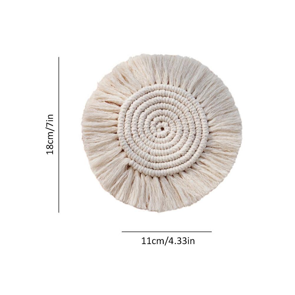 Home Creative Cotton Braid Coaster Handmade Macrame Cup Cushion Bohemia Style Non-Slip Cup Mat