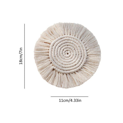 Home Creative Cotton Braid Coaster Handmade Macrame Cup Cushion Bohemia Style Non-Slip Cup Mat