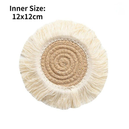 Home Creative Cotton Braid Coaster Handmade Macrame Cup Cushion Bohemia Style Non-Slip Cup Mat