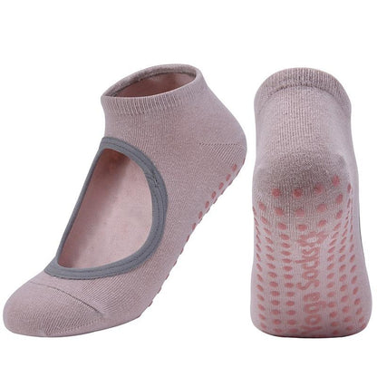 Hot Breathable Anti-Friction Women Yoga Socks Silicone Non Slip Pilates Barre Breathable Sports Dance Socks Slippers With Grips
