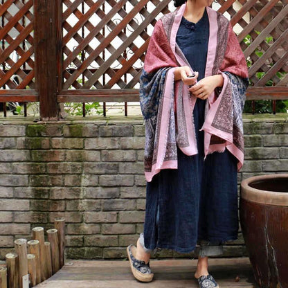 Vintage Pattern Comfortable Cotton Ethnic Style Big Scarf Shawl