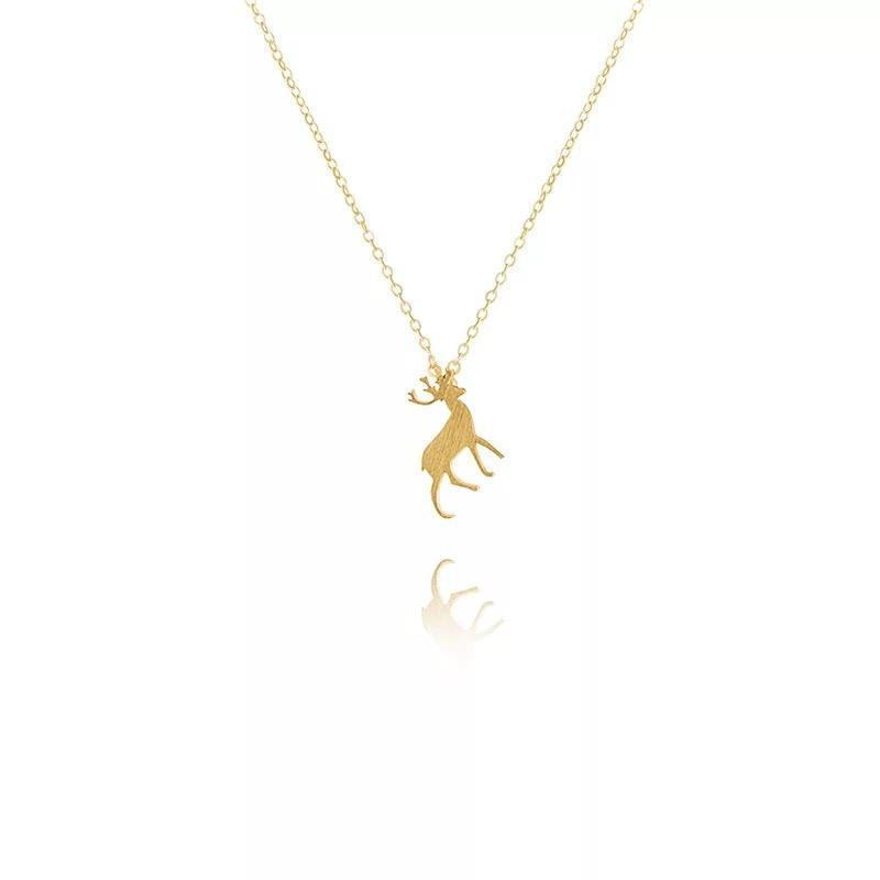 12Pc/Lot Free Ship N36-027 Lovely Animal Stainless Steel Jewelry Small Size David S Deer Charm Necklace