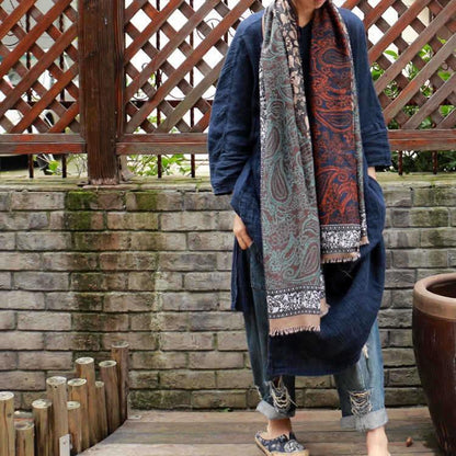 Vintage Pattern Comfortable Cotton Ethnic Style Big Scarf Shawl