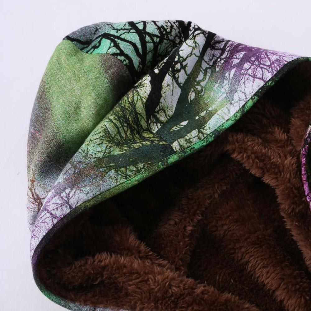 Autumn And Winter Women Printed Long Cotton Jacket  Plus Size Velvet Hoodie