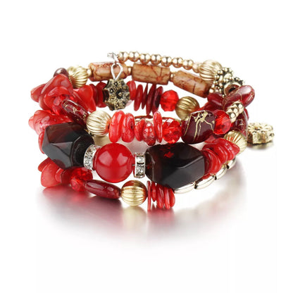 Bohemian Colorful Stone Long Bracelet Multilayer Rhinestone Bead Bracelet For Women Men