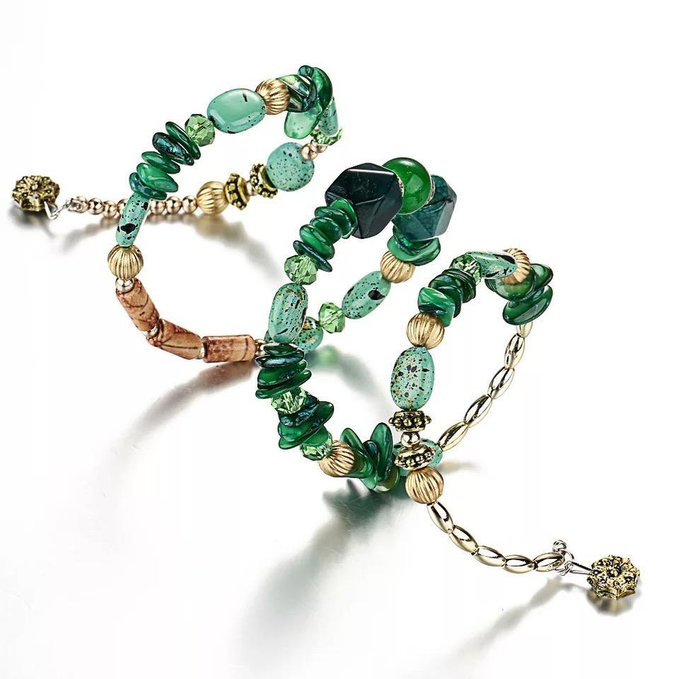 Bohemian Colorful Stone Long Bracelet Multilayer Rhinestone Bead Bracelet For Women Men