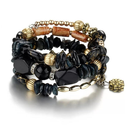 Bohemian Colorful Stone Long Bracelet Multilayer Rhinestone Bead Bracelet For Women Men