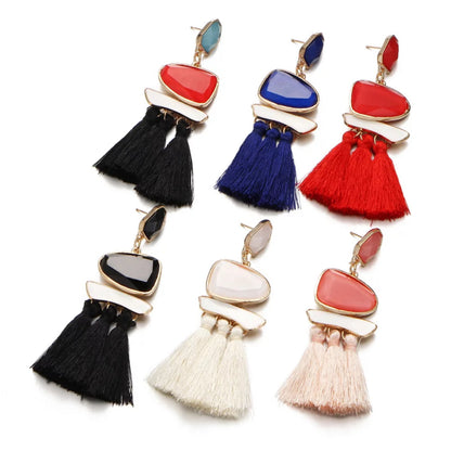 Trend Boho Vintage Statement Jewelry Ethnic Fringe Earrings Pendientes Mujer Moda Long Tassel Earring For Xmas Party