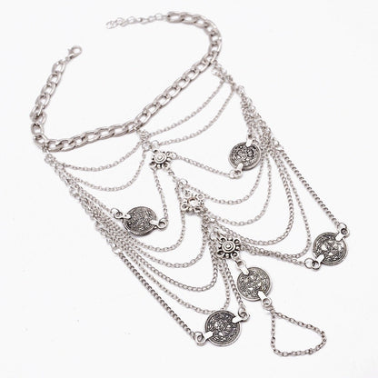 Bohemian Punk Retro Wind Metal Multi-Layer Chain Tassel Coin Anklet