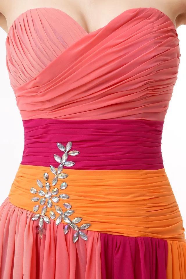 Colorful Strapless Floor Maxi Dress