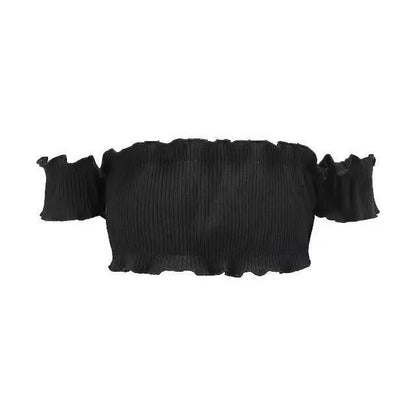 Off Shoulder Short-Sleeved Chest Wrapped Spring Chest Fungus Thread Stretch Top Vest 9 Colors