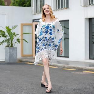 2018 Hot Sale Bikini  Print Tassel Cover Up