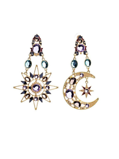 1 Pair Sun & Moon Earring Fashion Fringed Bohemia Jewelry For Party