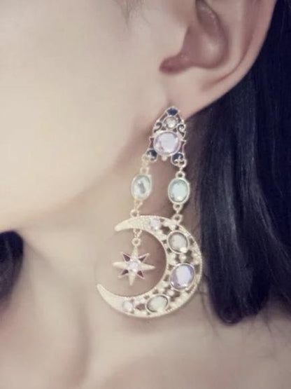 1 Pair Sun & Moon Earring Fashion Fringed Bohemia Jewelry For Party