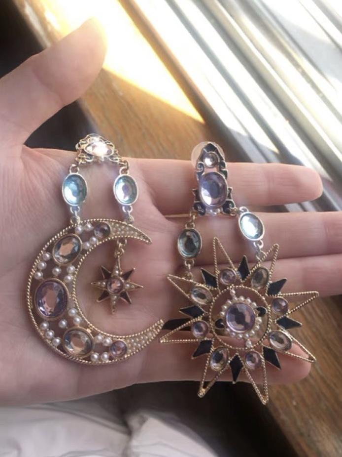 1 Pair Sun & Moon Earring Fashion Fringed Bohemia Jewelry For Party