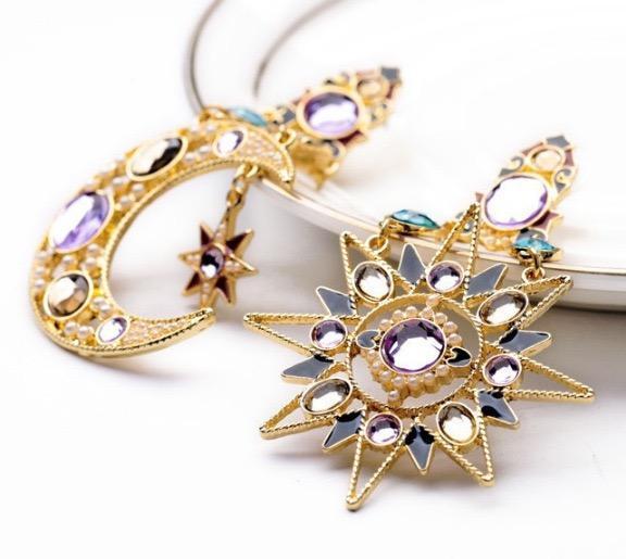 1 Pair Sun & Moon Earring Fashion Fringed Bohemia Jewelry For Party