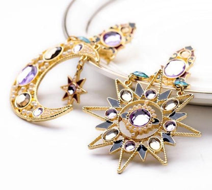 1 Pair Sun & Moon Earring Fashion Fringed Bohemia Jewelry For Party