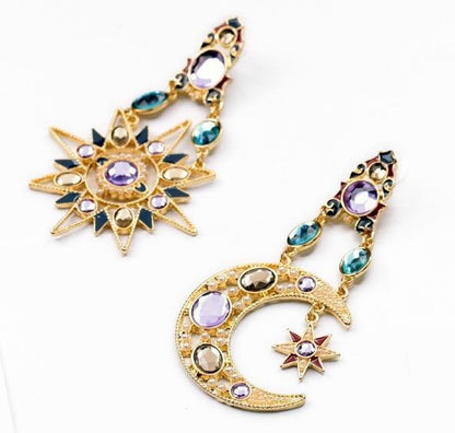 1 Pair Sun & Moon Earring Fashion Fringed Bohemia Jewelry For Party