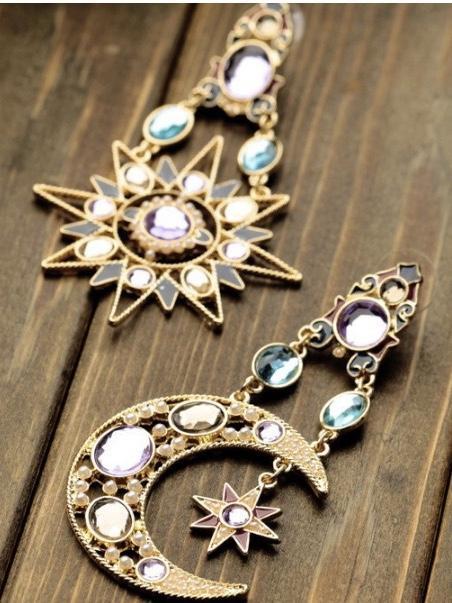 1 Pair Sun & Moon Earring Fashion Fringed Bohemia Jewelry For Party
