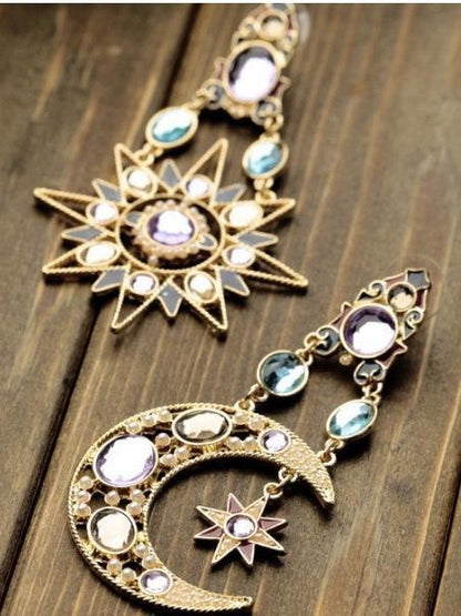 1 Pair Sun & Moon Earring Fashion Fringed Bohemia Jewelry For Party