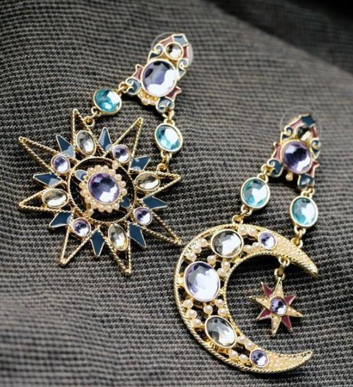 1 Pair Sun & Moon Earring Fashion Fringed Bohemia Jewelry For Party