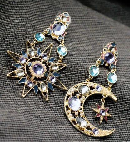 1 Pair Sun & Moon Earring Fashion Fringed Bohemia Jewelry For Party