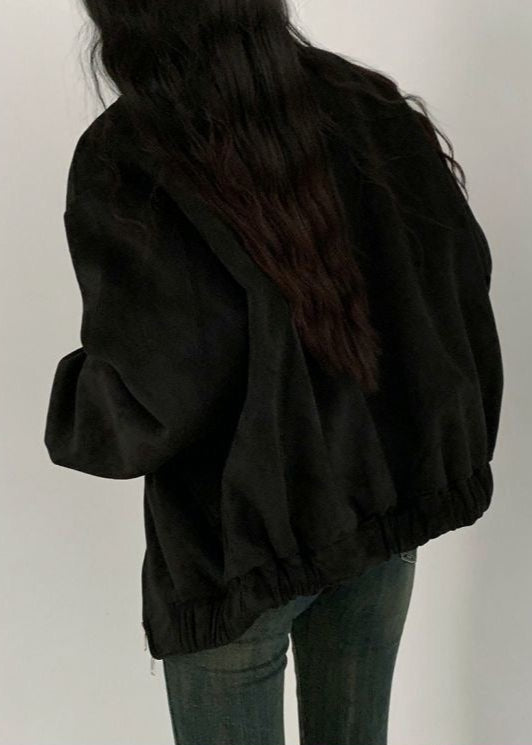 Suede Oversized Jacket Brown Casual Outerwear