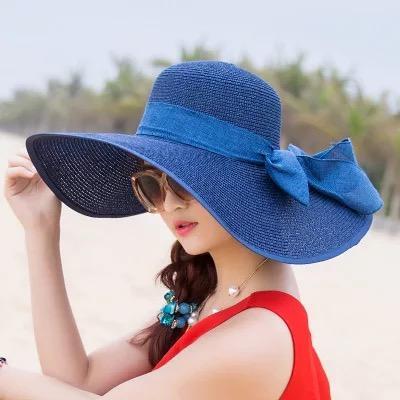 Large Brim Solid Color Floppy Hat Sun Hat Beach Women Hat Foldable Summer Uv Protect Travel Casual Hat Female