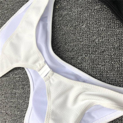 Black & White Sexy High Waist One Piece Swimwear Monokini