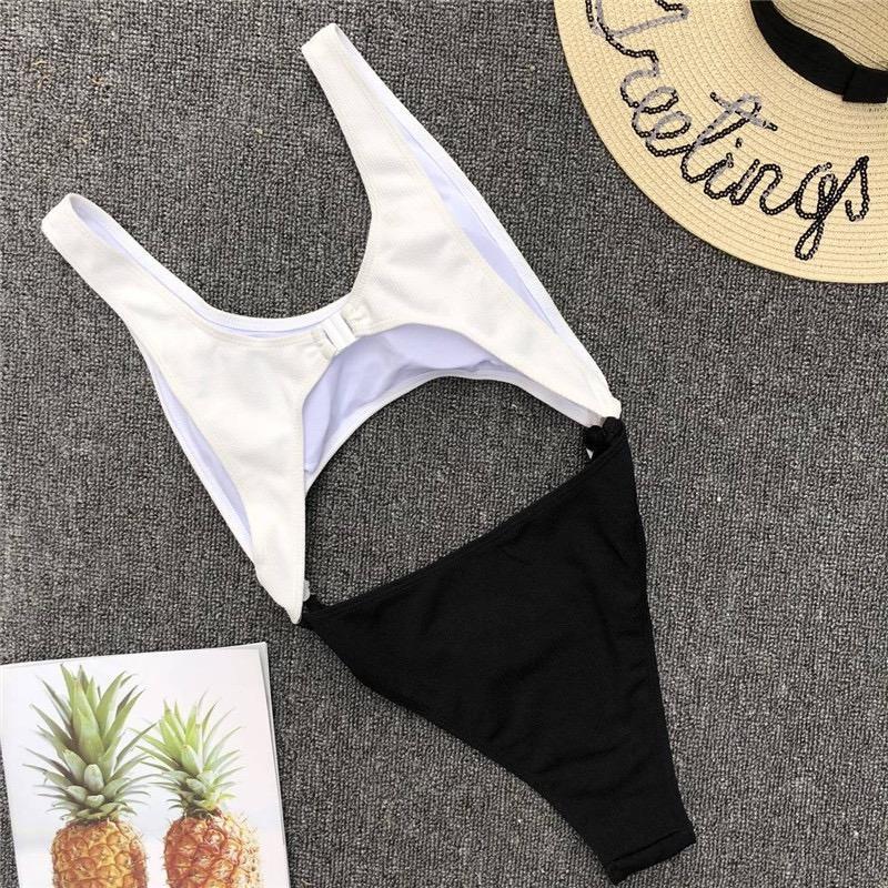 Black & White Sexy High Waist One Piece Swimwear Monokini